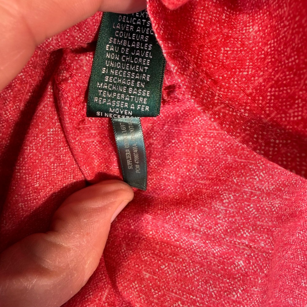 Lauren Jeans Co Ralph Lauren Button Down Women XL Red Cotton Long Sleeve Preppy - Picture 5 of 8